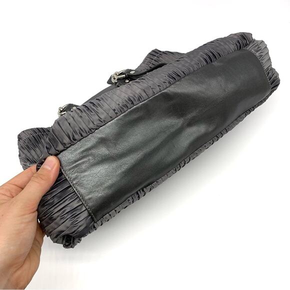 COACH #F20050 Ashley Gathered Carryall Satchel Bag Grey Satin - Picture 11 of 11